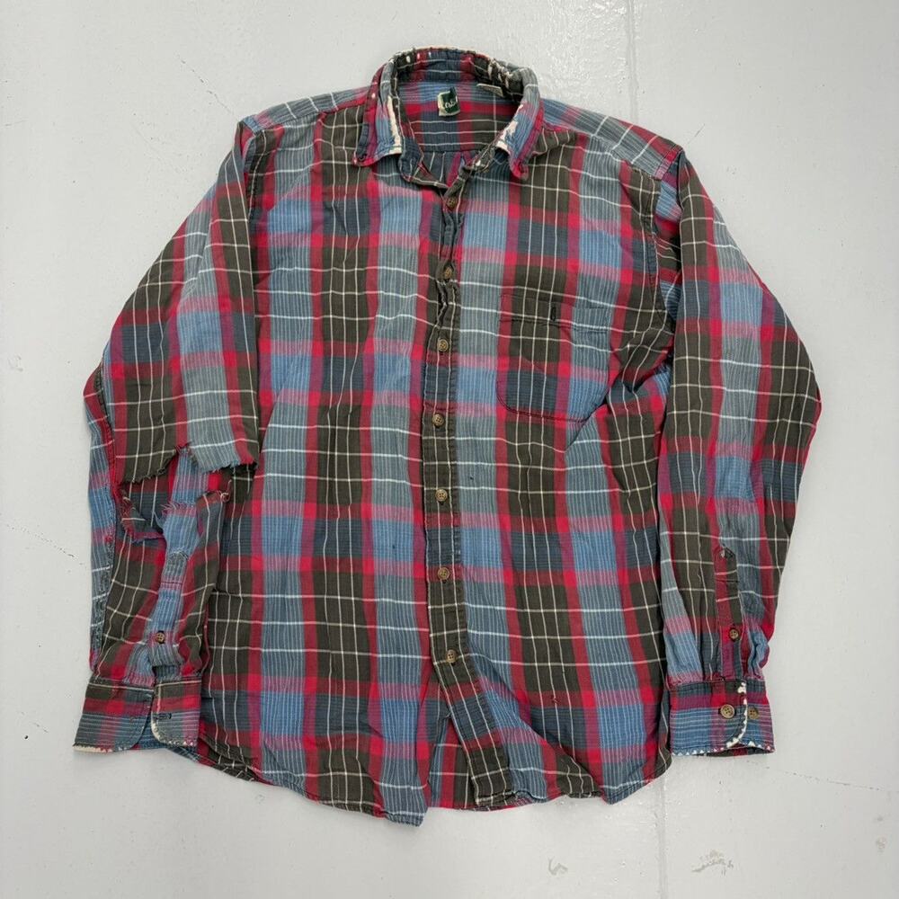 Vintage 90s St. John's Bay Blue Distressed Cotton Flannel